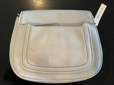 Marc Jacobs Empire City Messenger Grey Leather Crossbody Handbag 