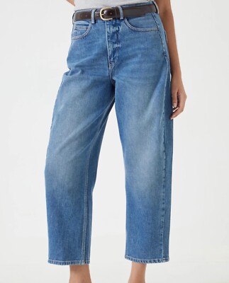 Hush Cordelia Damen Barrel Leg Jeans Mittelblau UK 8 mit Stretch Neu UVP 90£