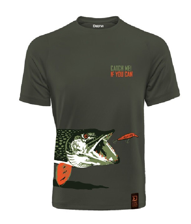 Fischmotiv T-Shirt Delphin Catch me! HECHT, Barsch