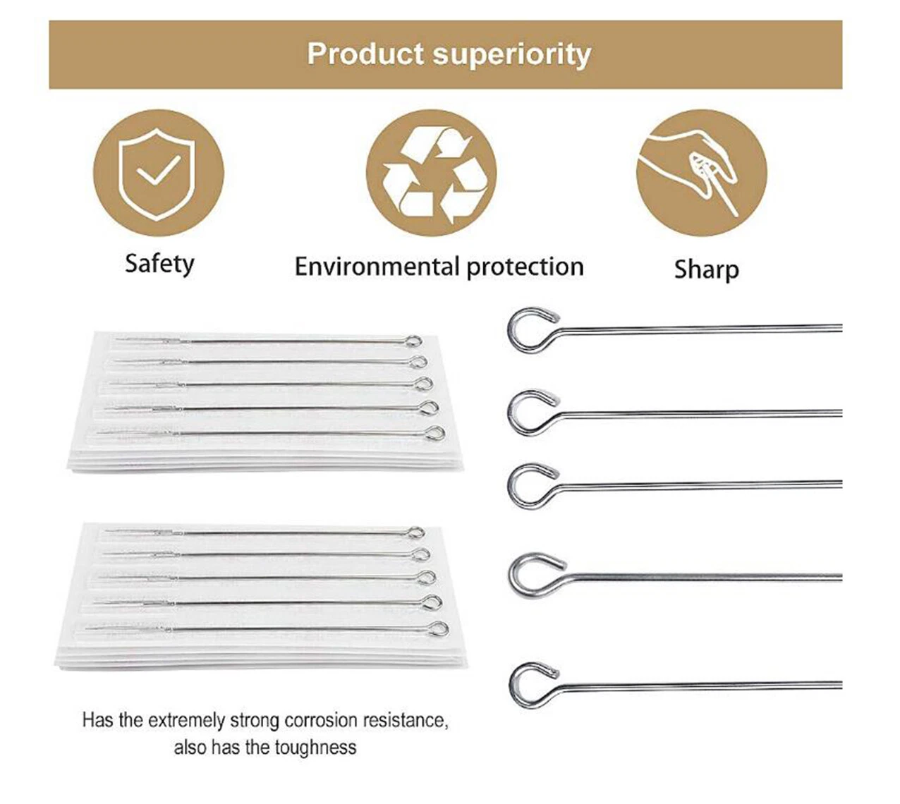 50,100 pcs Disposable Sterile Tattoo Needles Round Liner Shader Magnum Flat image 3