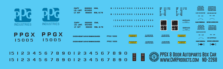 HO Scale - PPG Industries 4 Door Auto Parts Box Car Decals