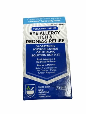 Twice daily allergy itch and redness relief from Rite Aid 5ml Exp 08/2024