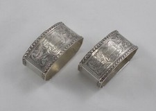 *RAR* Zwei stilvolle Serviettenringe florale Motive aus 800er Silber Handarbeit