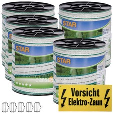 1000 m Weidezaunband 20mm Star weiss-gr&uuml;n 0.10Ohm/m 2 Kupfer+4 Niroleiter