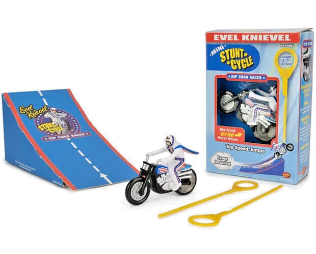 Evel Knievel Mini Stunt Cycle Rip Cord Racer California Creations Rare Xmas  Gift