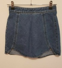 PACSUN Mini Denim Skirt Sz 23 Waist Blue Medium Wash Zip Down