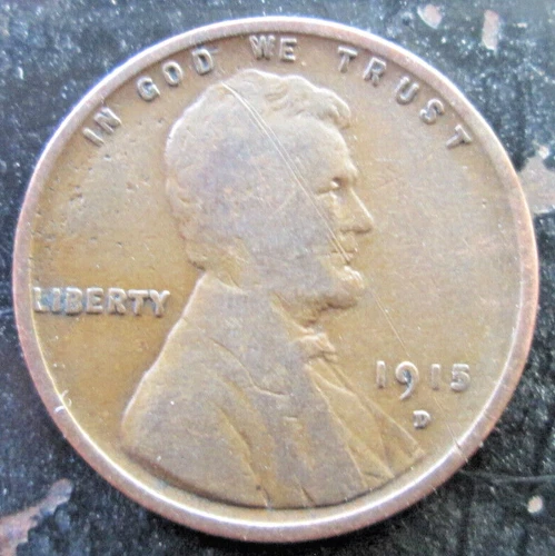 1915-D WHEAT CENT, VG/FINE CONDITION, BROWN, CIRCULATED, NOT CLEANED