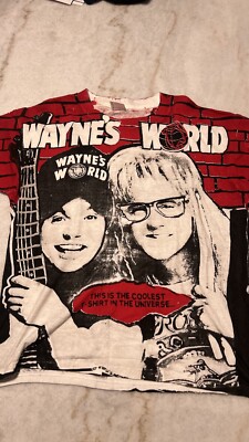 Vintage Wayne's World Shirt 1990s All Over Print Movie Desantis