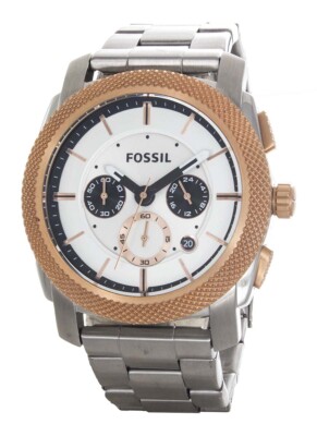 Fossil FS4714 Machine White Dial Stainless Chronograph Men's Watch