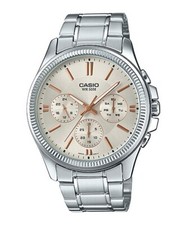 Casio MTP-1375D-7A2V Men s Stainless Steel Chronograph Day Date Watch 50M Silver