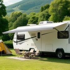 Electric Retractable RV Awning Kit 10ft 20ft Black White Canopy Manual Crank