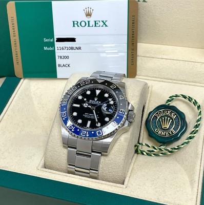ROLEX BATMAN GMT MASTER II SPORTS WATCH 116710BLNR 40MM FULL SET