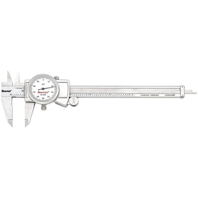 Dial Caliper with Adjustable Bezel and Fitted Case - White Face, 0-6'' Range, -0.