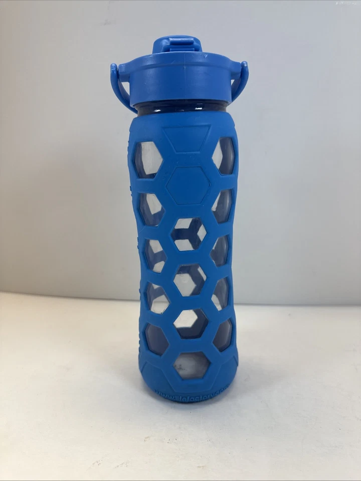 Lifefactory Glass Water Bottle 22oz Blue Hex Silicone Grip Flip Cap Handle - Image 4 of 4