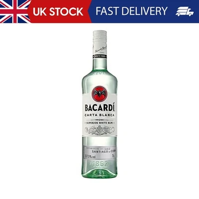BACARDI BACARDÍ Carta Blanca Superior White Rum, 37.5% ABV, 100cl / 1l, Iconic Caribbean