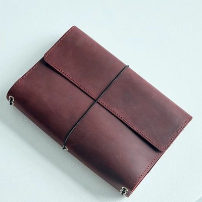Refillable A5 Leather Journal Cover, Vintage Crazy Horse PU Notebook Binder