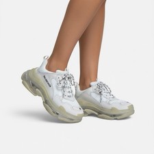 Balenciaga Triple S White Sneakers Clear Chunky Lug Sole Women  s Size US 7