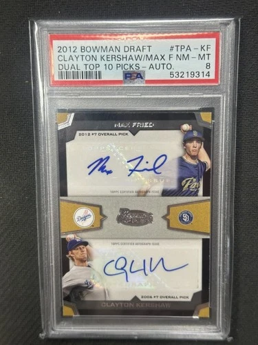 Clayton Kershaw Max Fried 2012 Bowman Draft Top 10 Dual Auto PSA 8 #TPAKF 18/25 - Picture 1 of 2