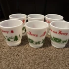 Vintage Tom And Jerry Hazel Atlas Milk Glass Bowl Punch Egg Nog Set 6 Cups