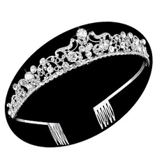  Wedding Tiara and Crown for Bride, Princess Rhinestone Bridal Silver