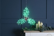 Image of 40cm Christmas Twinkling Dewdrop Holly & Berries 165 LED Light Up Decoration