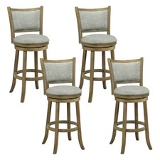 30"Swivel Bar Stools Set of 4, w/Backrests and Wood Frame,Upholstered Bar Chairs