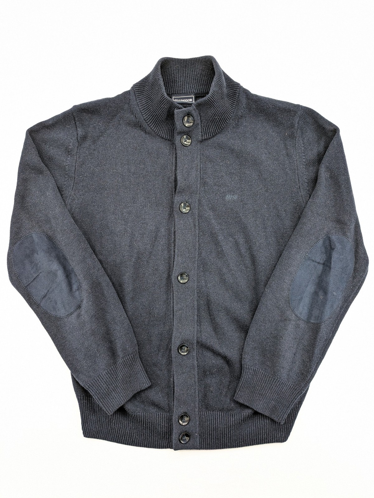 McGregor Herren Strickjacke Cardigan Gr L Anthrazit Ellenbogenpatches Wolle
