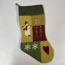 Christmas Stocking Embroidered Quilted Let It Snow Kohl  s Patchwork Snowman Tree