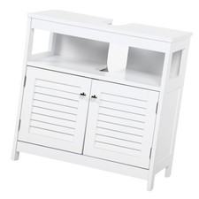 Bathroom Under Sink Storage Cabinet With 2 Doors Open Shelf White Furniture