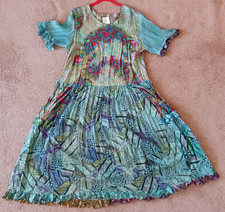 Vintage URU 100% Rayon Dress One Size Boho Chic Festival Fishnet Slvs Lacy USA