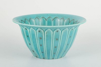 Wilhelm Kåge for Gustavsberg, Sweden. 'Argenta' Art Deco stoneware bowl. 1930s.