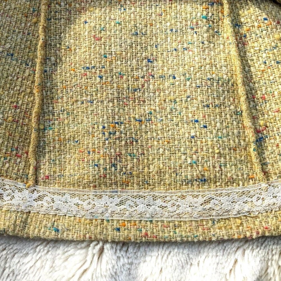 Falda oscilante vintage años 50 100 % lana amarilla punteada tweed bouclé 3/4 círculo talla XS Foto 3 de 4