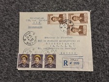 VIETNAM 1953 COVER EMPEROR BAO DAI AND EMPRESS NAM PHUONG REGISTERED 999 HUE PMK
