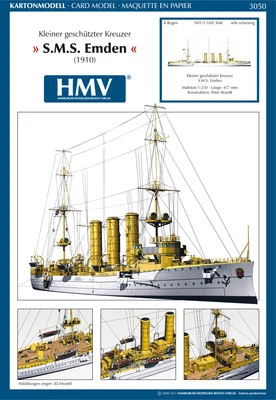 Kartonmodell Kleiner Kreuzer SMS Emden 1:250 HMV Hamburger Modellbaubogen Verlag