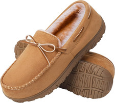 Men's Memory Foam Moccasin Slippers Warm Plush Indoor Outdoor House Gift Size 11