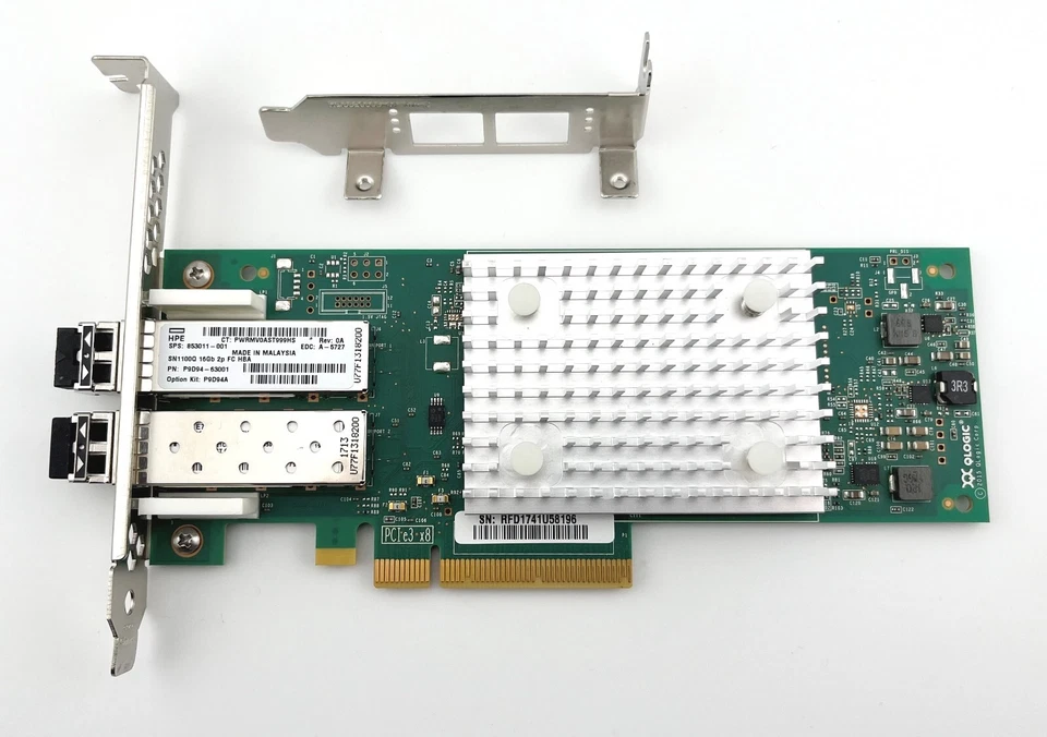 HPE StoreFabric SN1100Q 16Gb Dual Port FC Host Bus Adapter - Both Brackets - Image 2 of 3