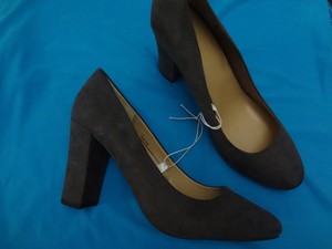 grey suede chunky heels