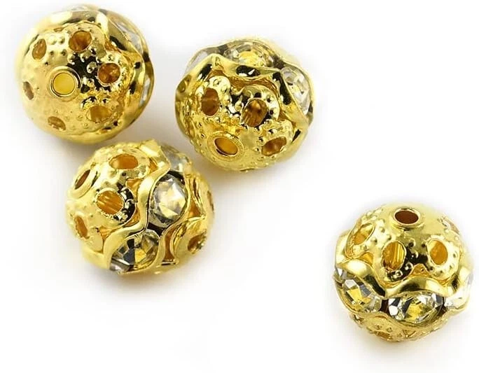 COIRIS 30 PIEZAS CUENTAS DE DIAMANTES DE IMITACIÓN DE CRISTAL BLANCO CHAPADO EN ORO DE 10 MM PARA HACER JOYAS Foto 2 de 4