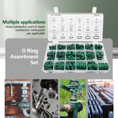 #ad 530PCS Metric Rubber 18 Sizes Oring Washer Assortment Kit Automotive Seal Set $10.99