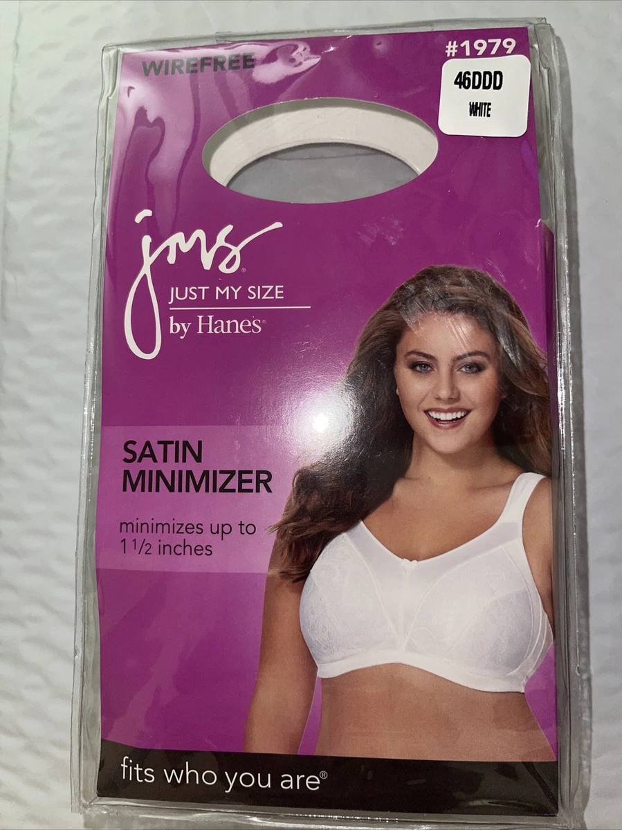 Just My Size 46DDD JMS by Hanes Satin Minimizer Bra White 1979 Wirefree  Wireless