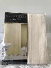 Colormate Lodge Cotton Linen Sand Beige Tan Fabric Shower Curtain 70x72