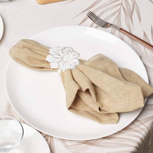 6PCS Napkin Rings w/ Hollow Out Flower Napkin Holder Adornmen Stainless Steel - Picture 6 of 15