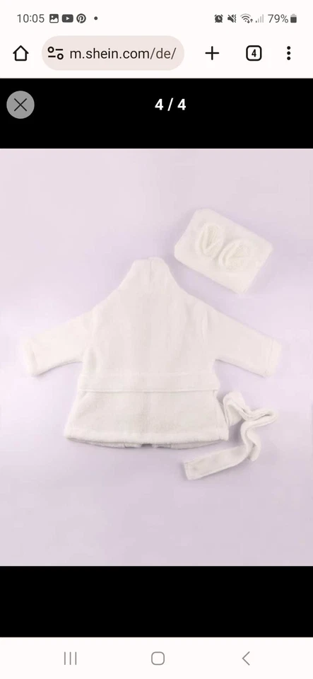 Neugeborenenhausmantel mit Gurtel&Handtuch &Stirnband für foto outfit weiß