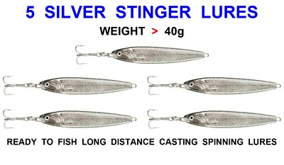 5 SILBER STINGER KÖDER 40g GROB MEERESANGELN SPINNER HECHT BARSCH MAKRELE LACHS
