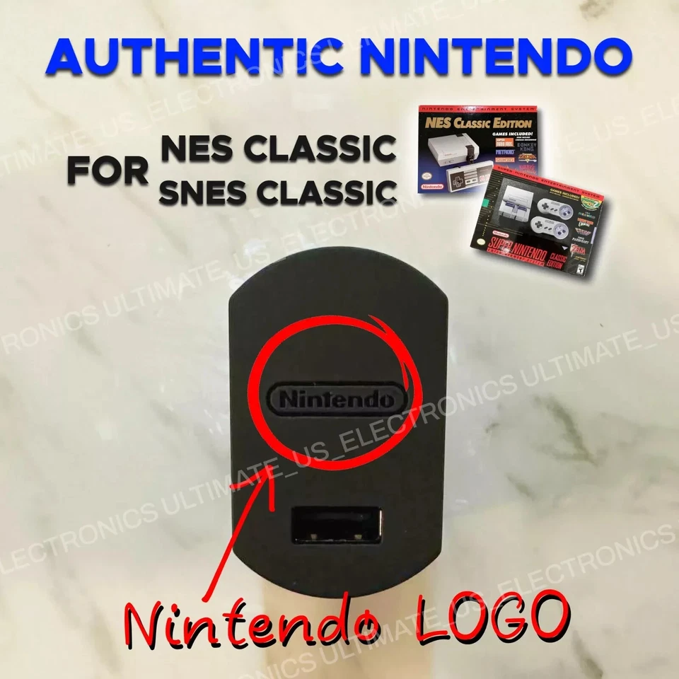 Official Nintendo OEM SNES/NES Classic Mini USB AC Power Adapter HDMI Cable Cord - Image 2 of 4