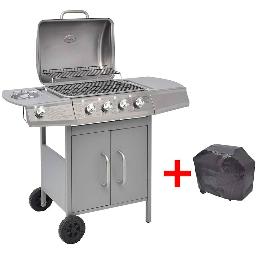 Barbecue à gaz de jardin 4 brûleurs avec sa housse de cuisson extérieure