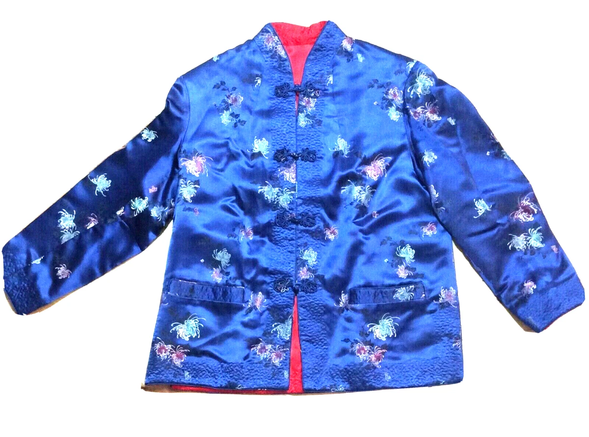 PEONY BRAND REVERSIBLE BLUE TO RED CHINESE EMBROIDERED JACKET