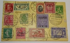 Belgium Postal Card, stamped/postmarked several countries circa 1919