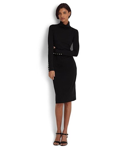 Lauren Ralph Lauren Dress Women's 14 Black Turtleneck Long Sleeve Bodycon JDM499 - Picture 5 of 8