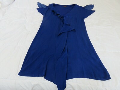 PHASE EIGHT PRETTY PURPLE BLUE EASY GOING SOFT CASCADING JERSEY DRESS UK 10 -12